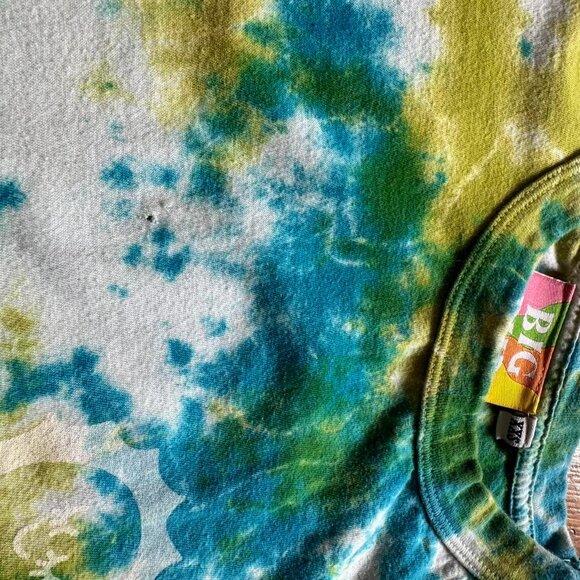 Big Bud Press Tie Dye T Shirt Women Green‎ Blue White Short Sleeve Festival - Picture 4 of 7
